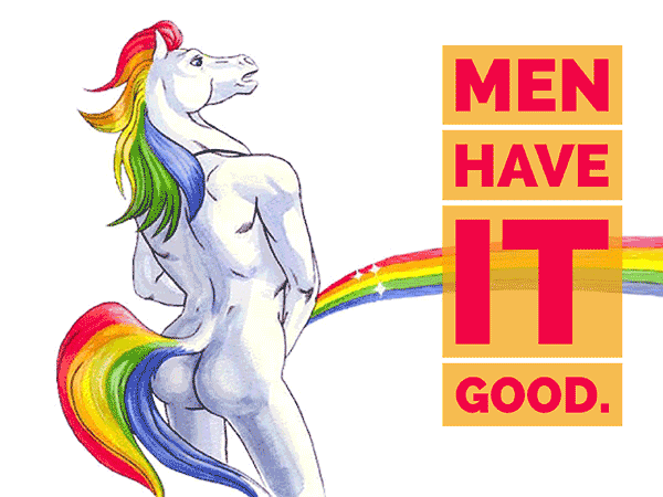 Dad bod unicorn pissing a rainbow